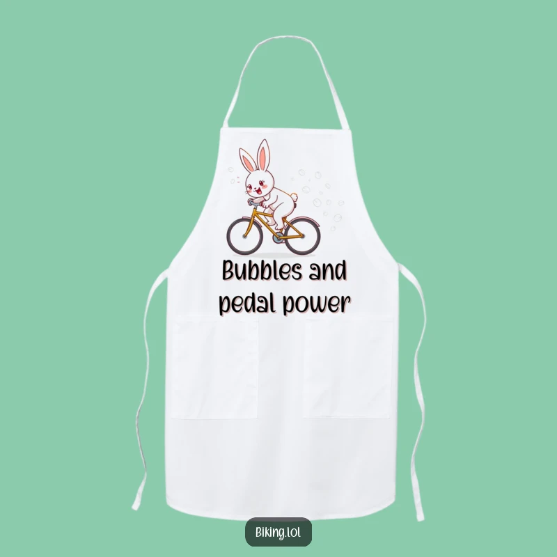 Funny Bunny Bicycle Bubble Apron: Kitchen Fun Gift!
