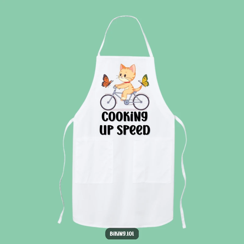 Funny Cat Tandem Bike Apron: Hilarious Gift for the Determined Cook!