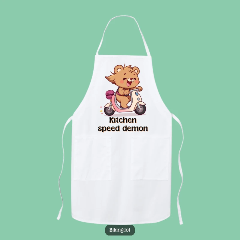 Funny Bear Cub Scooter Apron: Chef's Speedy Assistant, Hilarious Funny Gift for Cooks