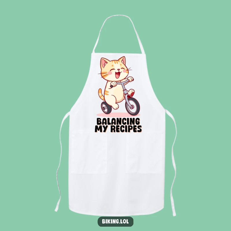 Funny Cat Unicycle Apron: Kitchen Balance & Humor Wear