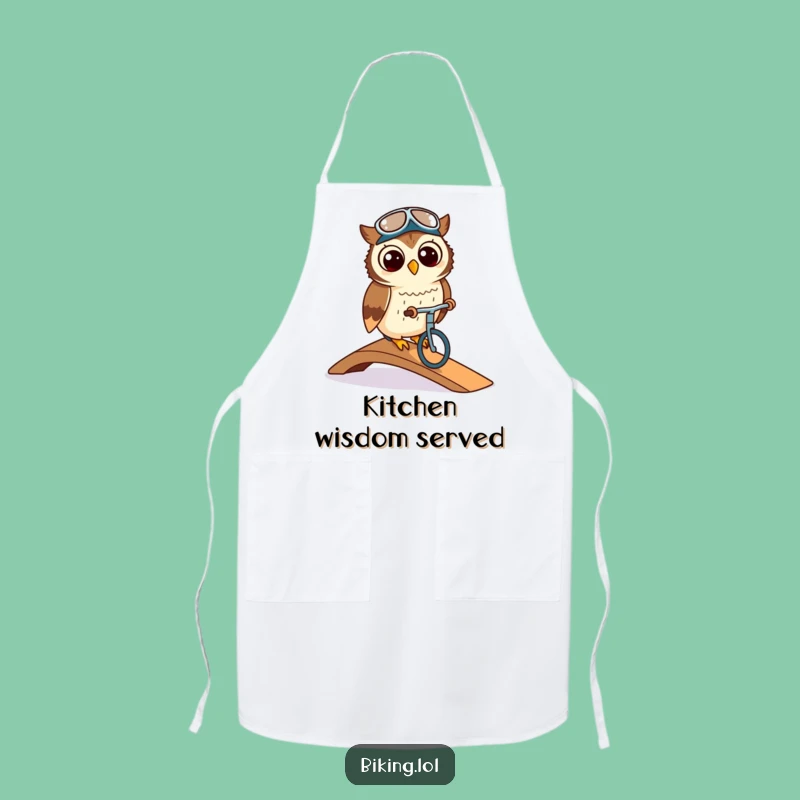 Funny Owl Chef Apron - Hilarious Cycling Kitchen Elegance for Smart Cooks