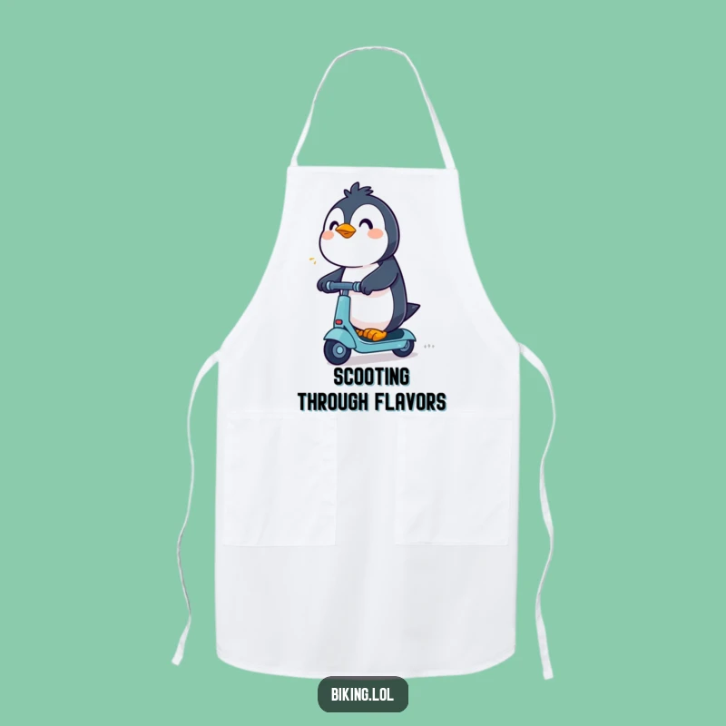 Funny Penguin Chef Apron: Excited Penguin Cooking with Speed