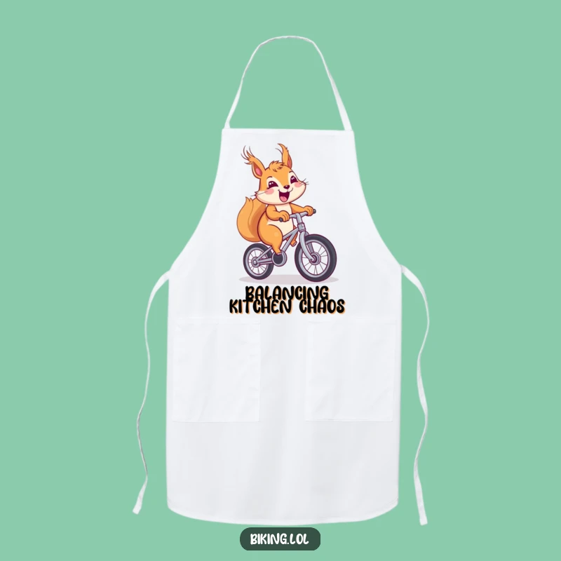 Funny Squirrel Unicycle Apron - Cheerful Kitchen Balance Fun