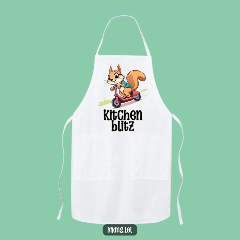 Funny Squirrel Scooter Apron: Cook with Cheeky Determination!