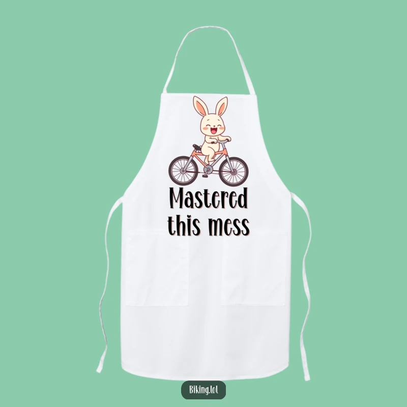 Funny Bunny Wheelie Apron: Hilarious Bicycle Laughing Character Kitchen Gift