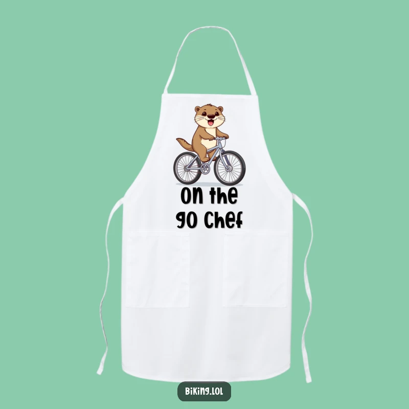 Funny Otter Bicycle Apron: Kitchen Cyclist Otter, Hilarious Funny Gift for Chefs