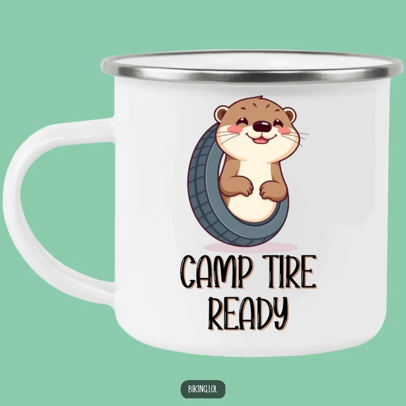 Funny Otter Tire Camping Mug - Outdoor Pumping Fun