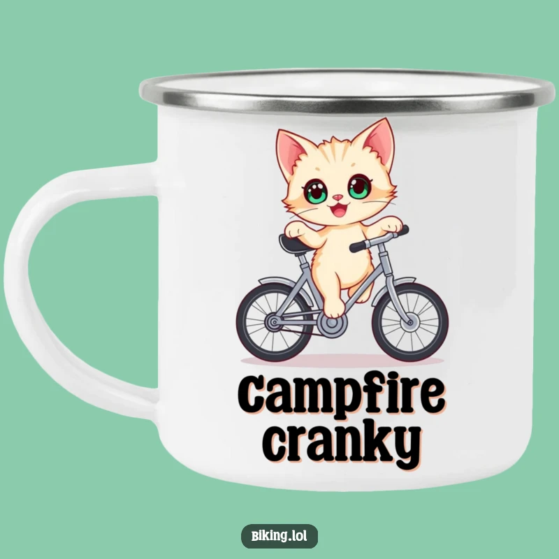 Funny Kitten Bike Camping Mug - Outdoor Balance Fun