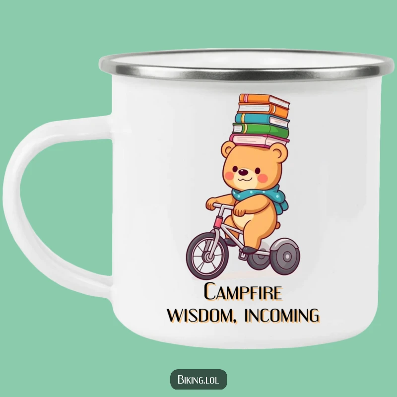 Funny Bear Book Balance Camping Mug: Rugged & Hilarious Trike Reader