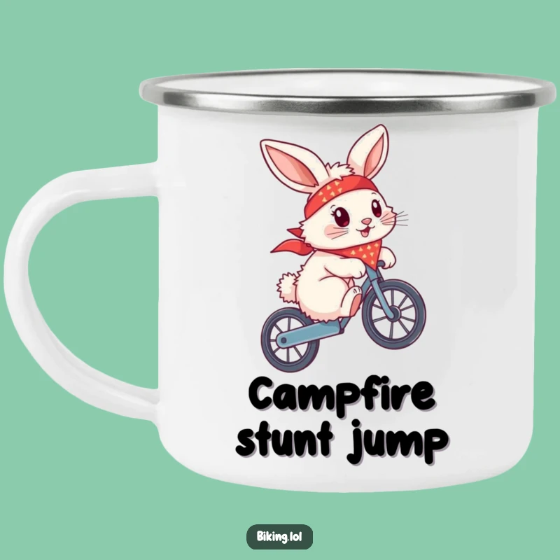 Funny Bunny Bandit Camping Mug - Rugged & Hilarious Biker Companion