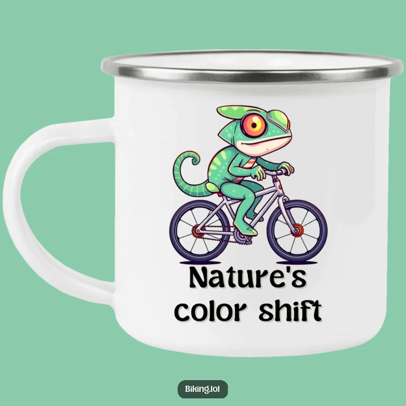 Funny Chameleon Bike Camping Mug: Rugged & Speed Color Change