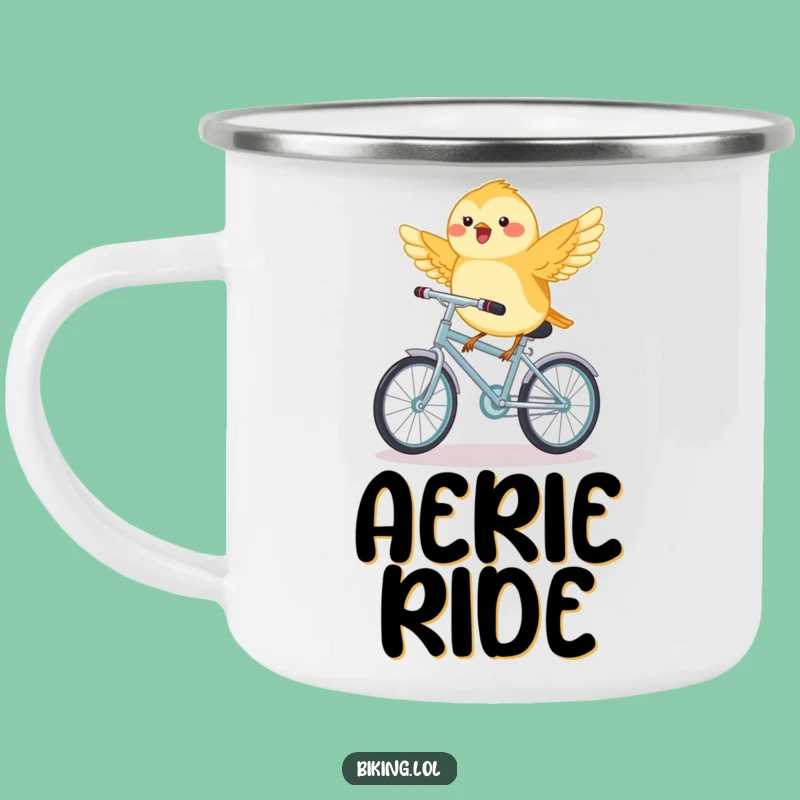 Funny Chickadee Bicycle Camping Mug - Enjoy Drinks on this Tiny Bird's Cycling Adventure Gift