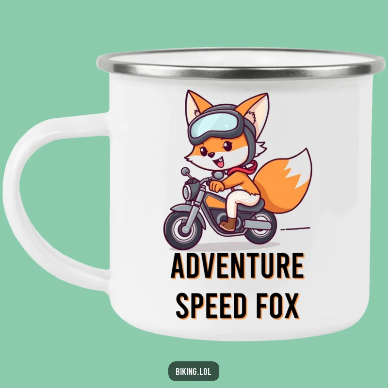 Funny Fox Bike Camping Mug: Rugged Rider, Durable Funny Gift for Outdoors