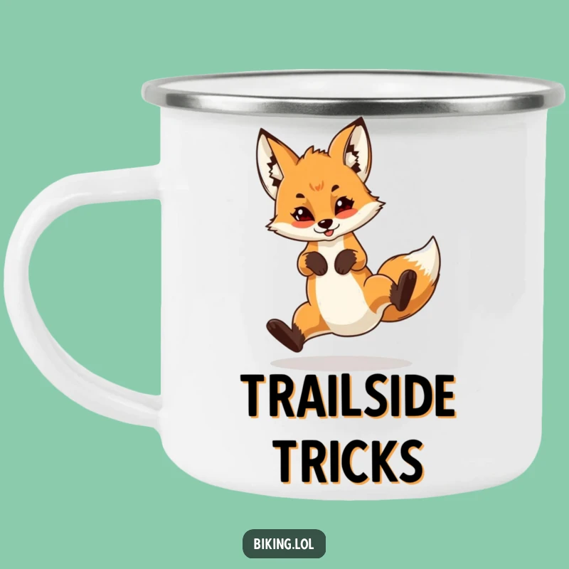 Funny Fox Cub Wheelie Camping Mug: Adventure Fuel Gift!
