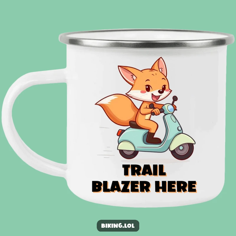 Funny Fox Scooter Camping Mug: Outdoorsy Racer Gift