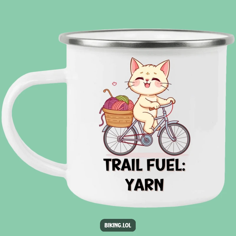 Funny Giggling Cat Bicycle Camping Mug - Enjoy Your Drink with Hilarious Feline Companion