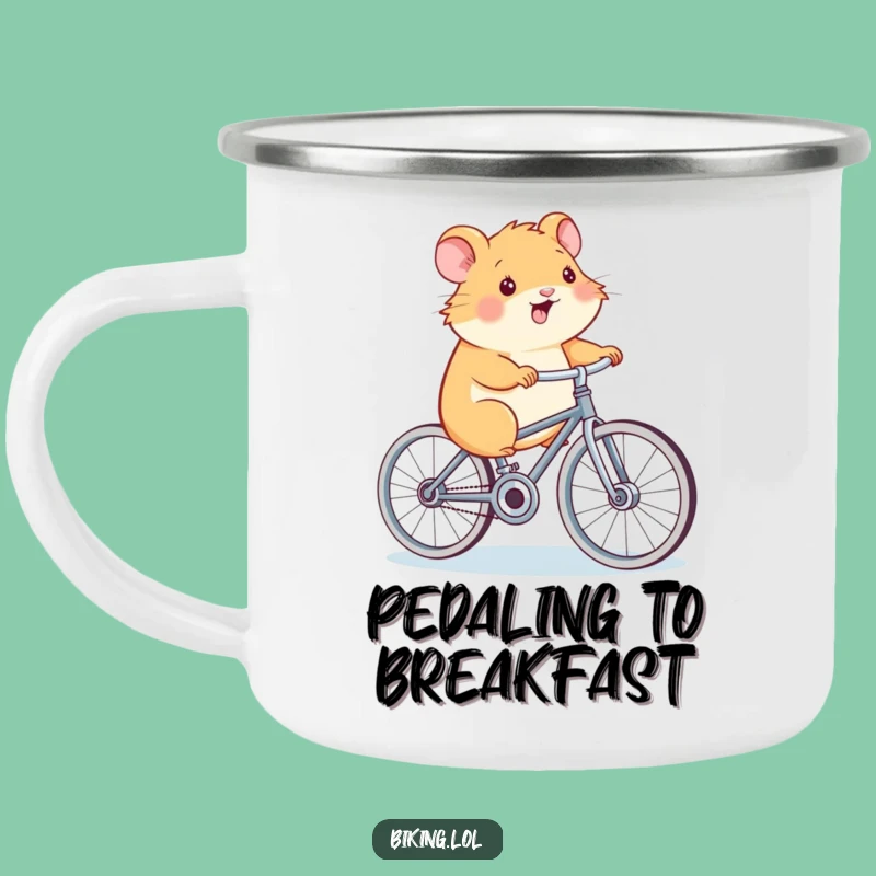 Funny Hamster Power Camping Mug: Durable Cycling Humor for Outdoor Adventures