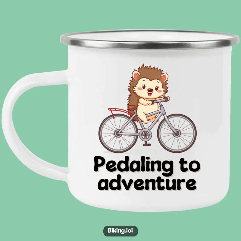 Funny Hedgehog Bicycle Camping Mug: Adventure Rides, Perfect Outdoor Gift