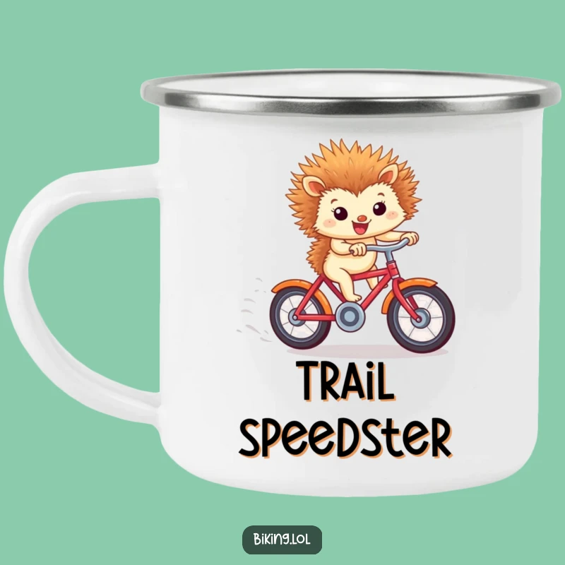 Funny Hedgehog Bicycle Camping Mug: Tiny Outdoorsy Racer Gift