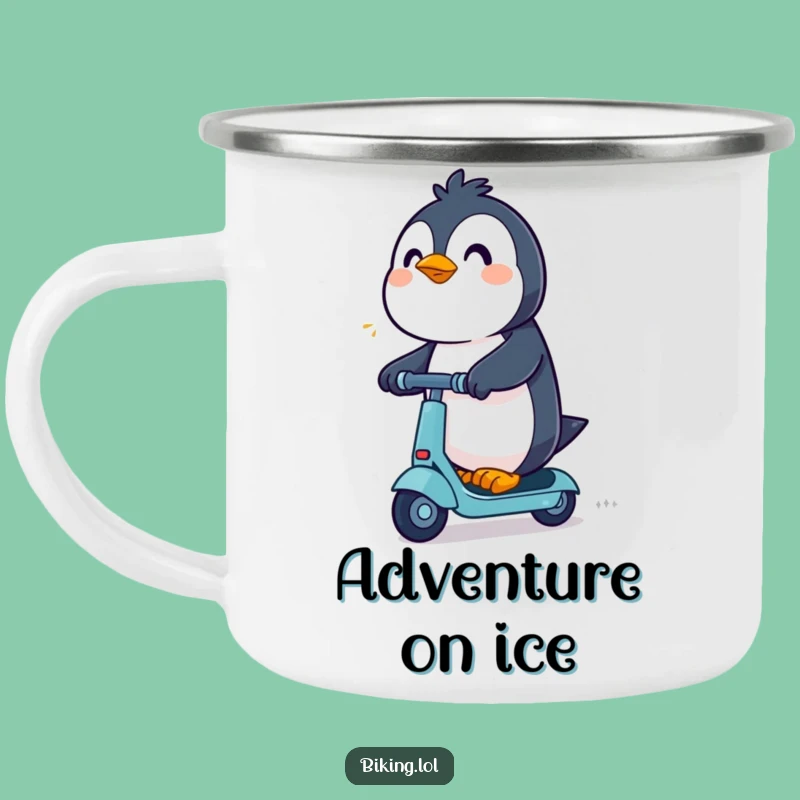 Funny Penguin Adventure Mug: Sip with Speed on Your Next Trip