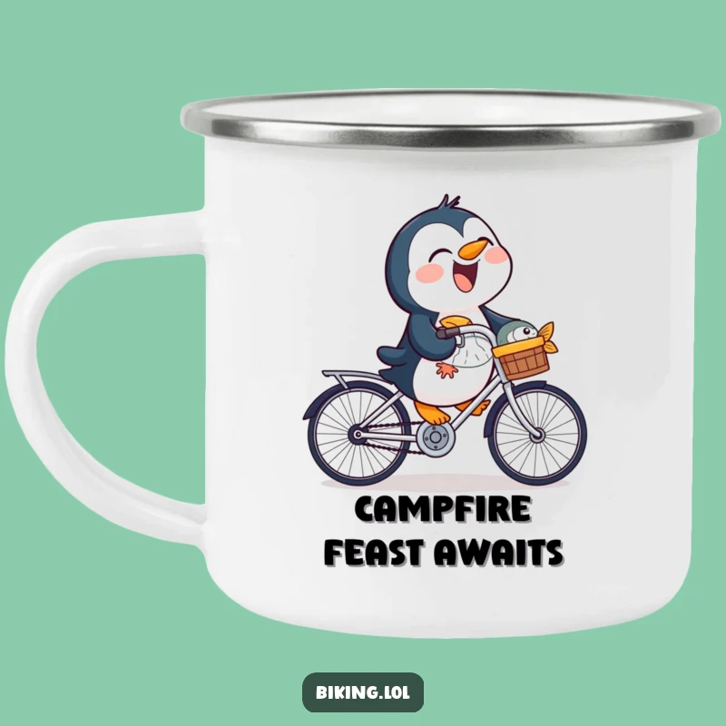 Funny Penguin Fish Camping Mug: Adventure & Joy, Perfect Funny Gift!