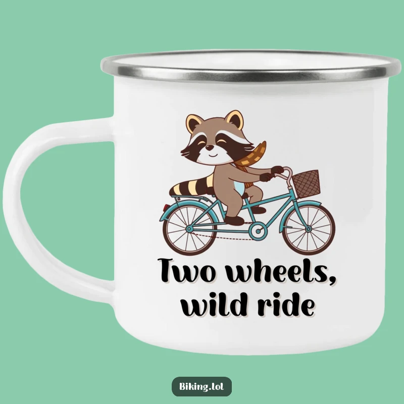 Funny Raccoon Tandem Bike Camping Mug - Durable and Hilarious Outdoor Drinkware