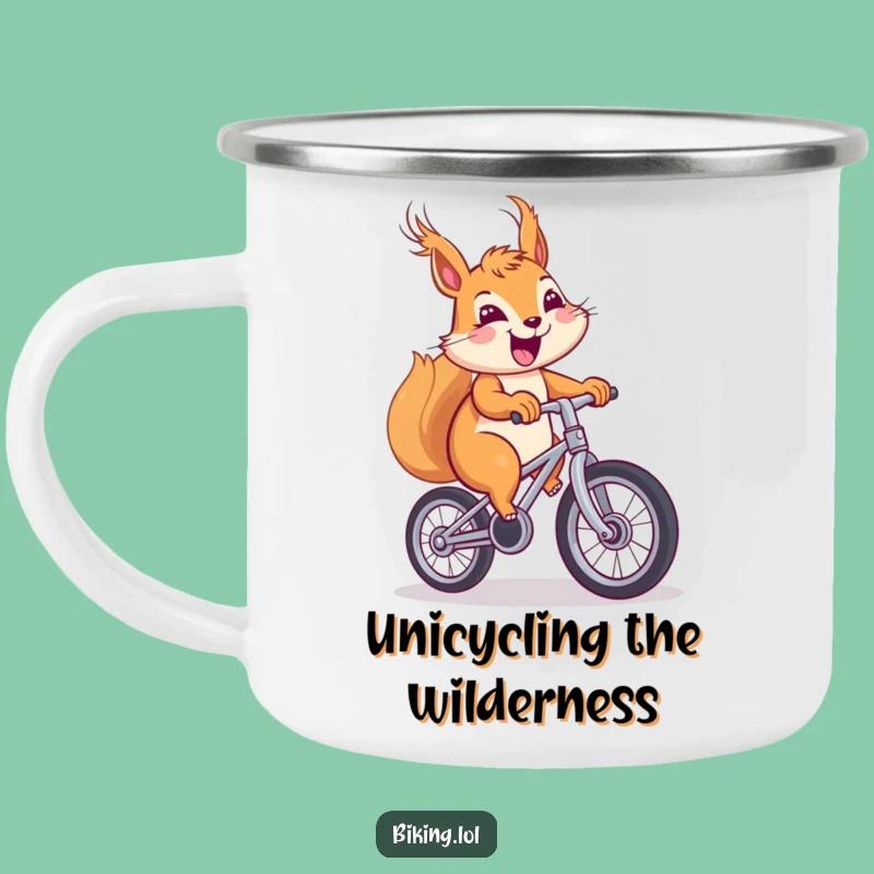 Funny Squirrel Unicycle Camping Mug - Outdoor Balance Fun