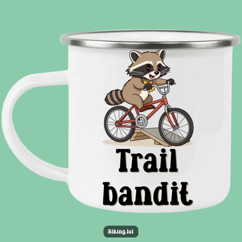 Funny Raccoon Bike Jump Camping Mug - Adventure Fuel with Vintage Flair