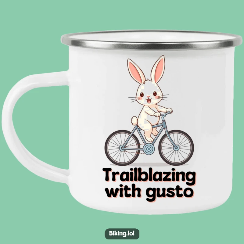 Funny Rabbit Downhill Camping Mug: Adventurous Rider, Great Outdoors Funny Gift
