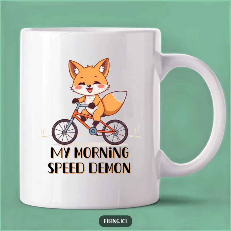 Funny Fox Bicycle Mug - Joyful Downhill Ride Perfect Gift
