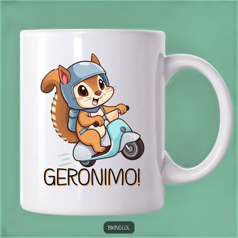 Funny Helmet Squirrel Scooter Mug: A Hilarious Gift for Thrill-Seekers and Nutty Friends!
