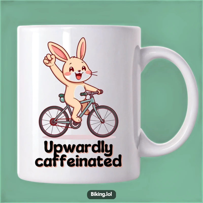 Funny Rabbit Bicycle Mug: Cheerful Uphill Climber Gift