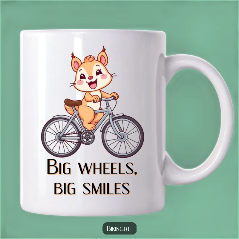 Funny Squirrel Bicycle Mug - Hilarious Ride with Big Wheels, Perfect Gift