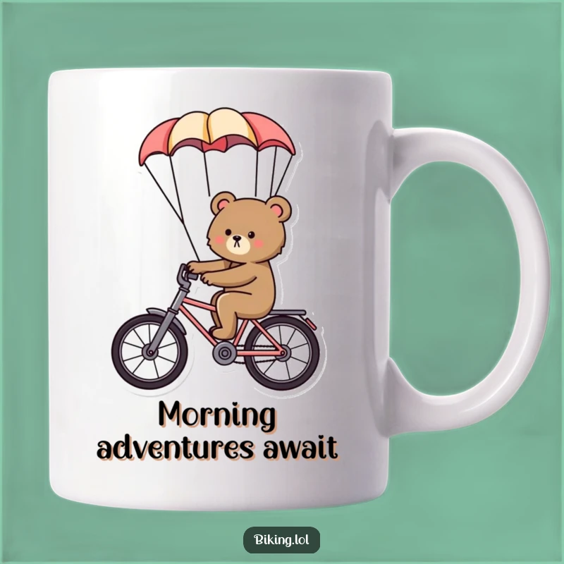Funny Bear Parachute Bike Mug - Hilarious Gift for Adventurous Souls