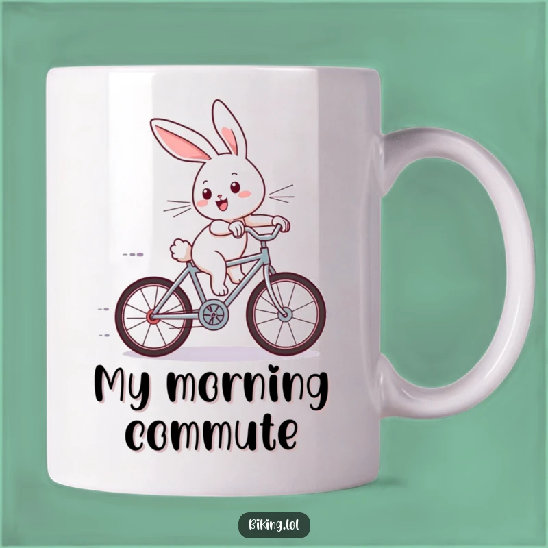 Funny Bunny Bicycle Zoom Mug: Adorable Joyful Rabbit Riding Tiny Bike - Perfect Funny Gift