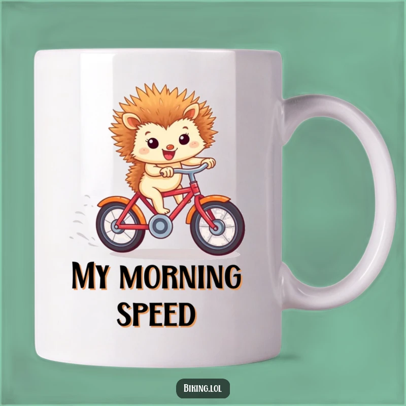 Funny Hedgehog Bicycle Mug: Tiny Racer Gift for Speed Lovers