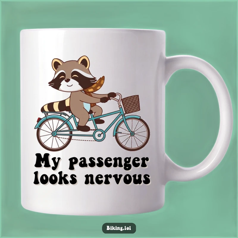 Funny Raccoon Tandem Bike Ride Mug - Hilarious Gift for Cyclists and Animal Lovers
