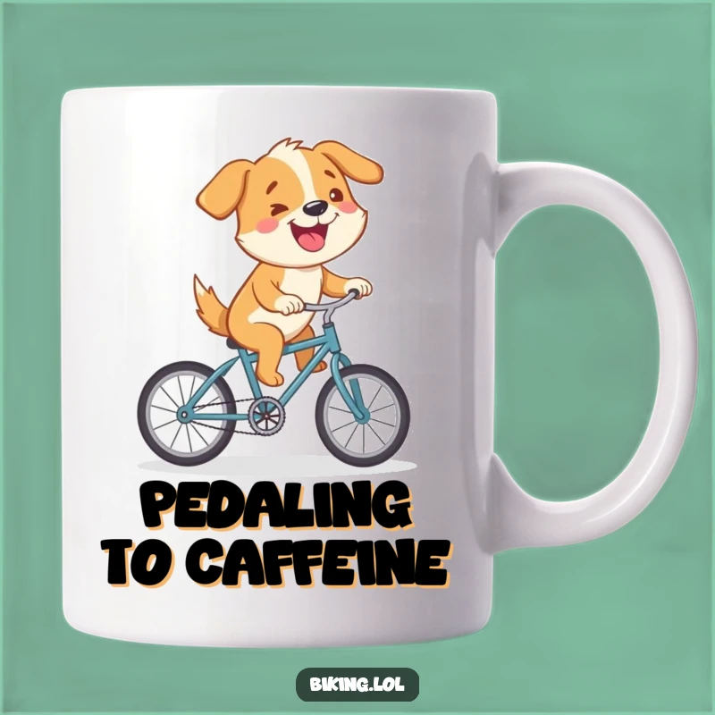 Funny Dog Bicycle Mug: Determined Joyful Ride Humor Gift
