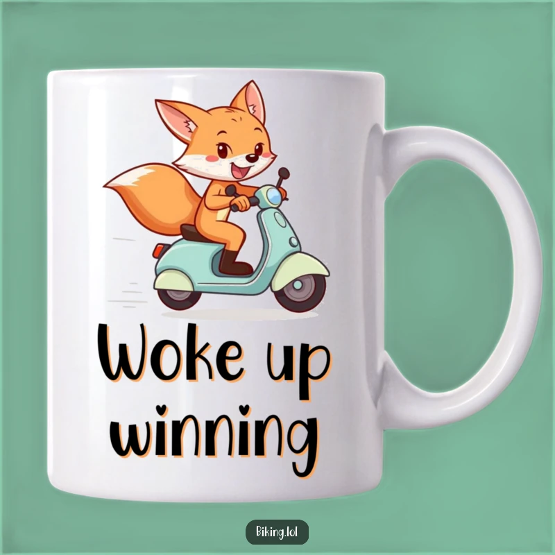 Funny Fox Scooter Mug: Playful Racer Gift for Winning Smiles