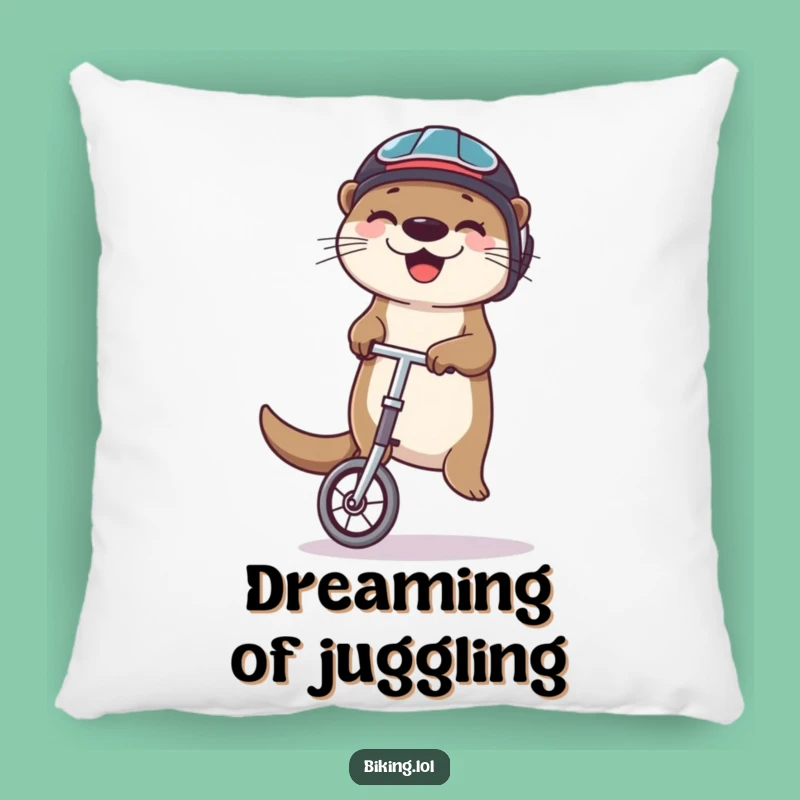 Funny Otter Unicycle Pillow: Cozy Juggling Cyclist Cushion, Charming Funny Gift