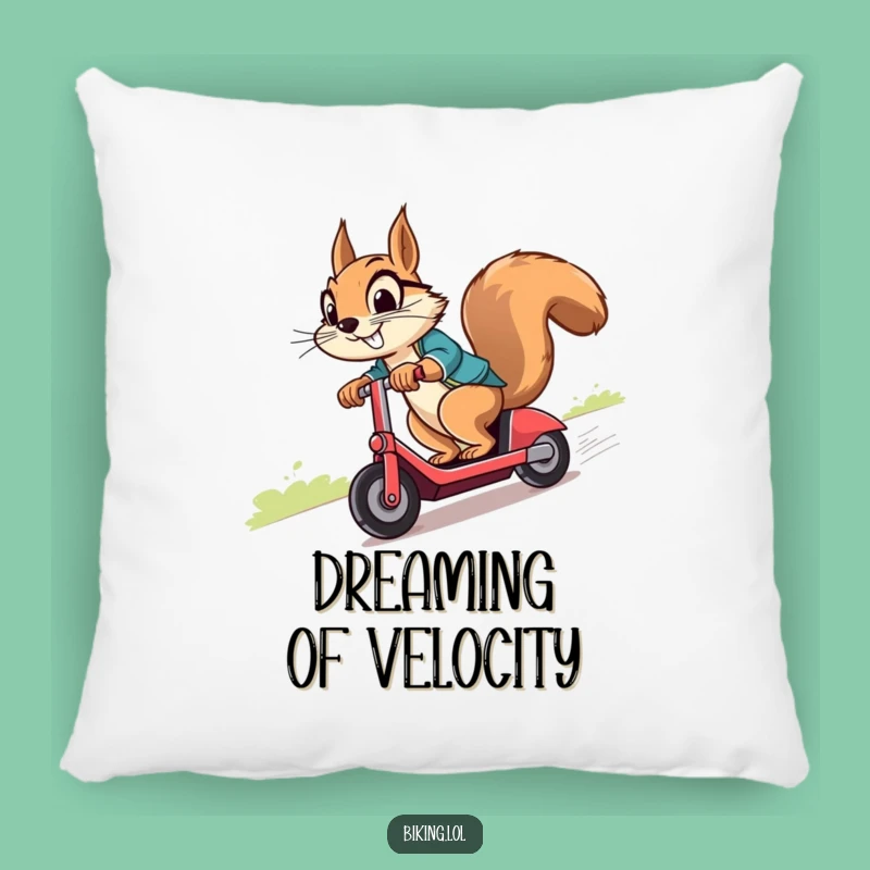 Funny Squirrel Scooter Pillow: Cheeky Grin Comfort and Humor!