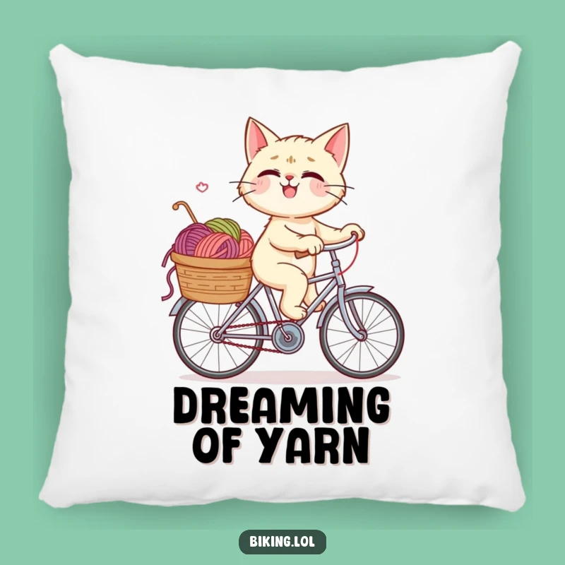 Funny Giggling Cat Bicycle Pillow - Cozy Comfort with a Hilarious, Yarn-Loving Cat Design