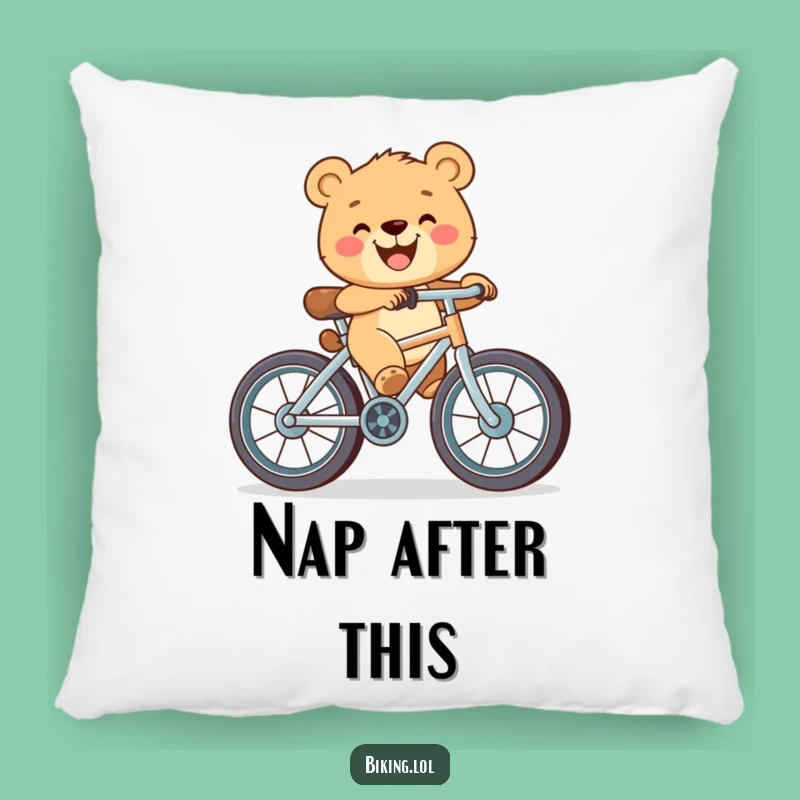 Funny Bear Cub Bicycle Pillow: Cozy Grinning Cub Comfort - Sweet Funny Gift Accent