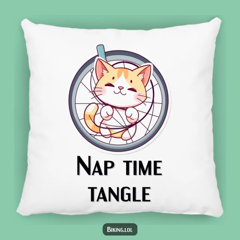 Funny Cat Bicycle Spokes Pillow: Snuggle Up with Adorable, Bewildered Comfort!