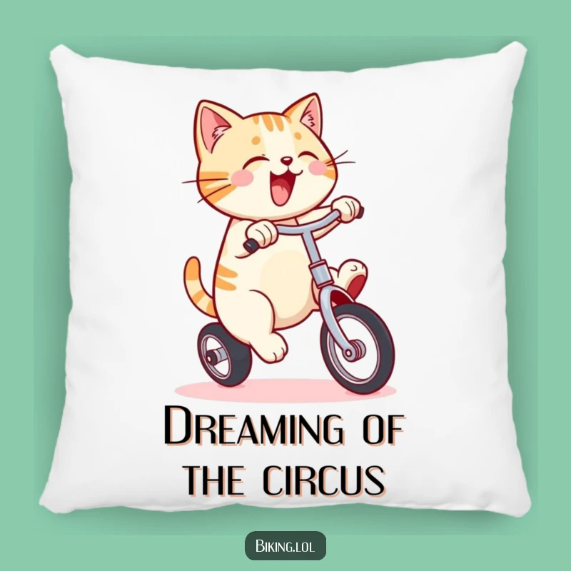 Funny Cat Unicycle Pillow: Cozy Energy & Humor Decor