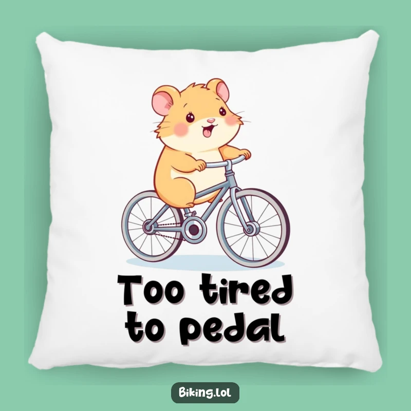 Funny Hamster Power Pillow: Cozy Cycling Humor Cushion for Active Decor