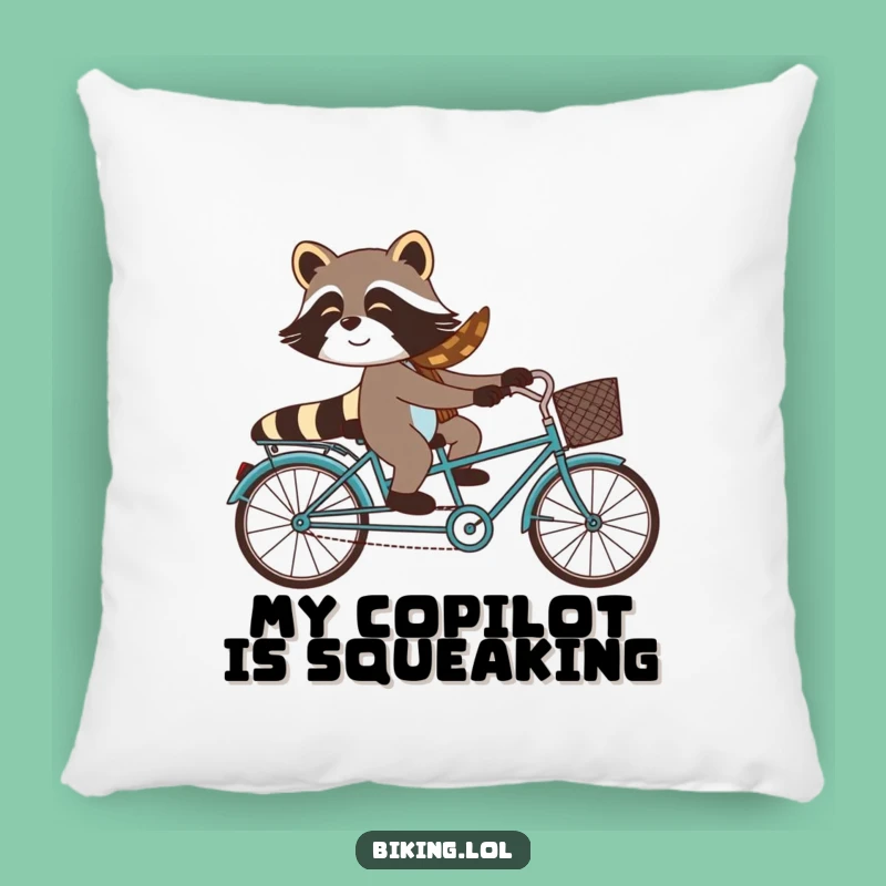 Funny Raccoon Tandem Bike Pillow - Comfy and Hilarious Accent for Sofa or Bed