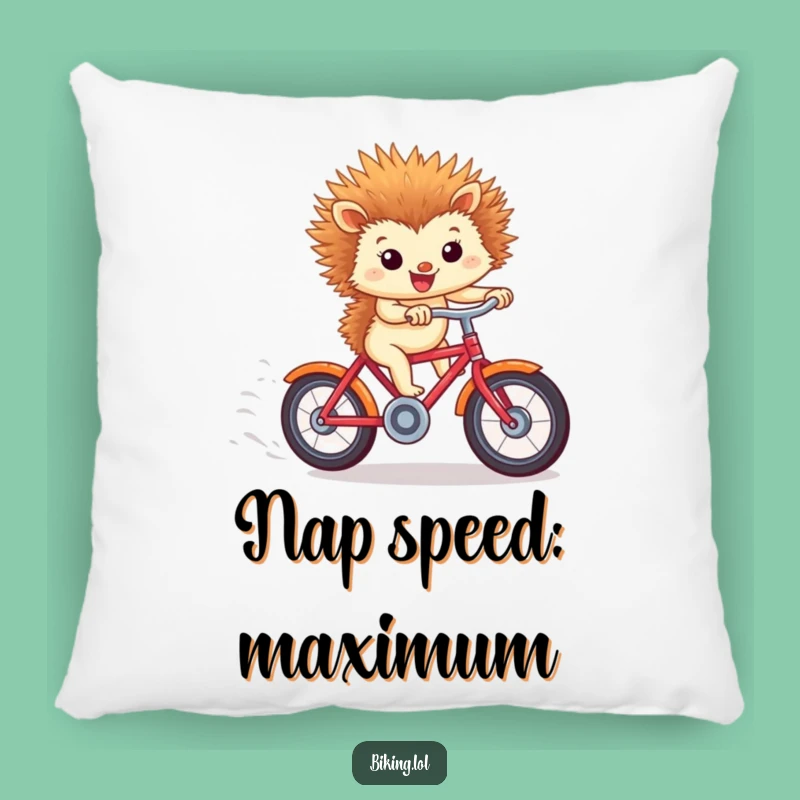 Funny Hedgehog Bicycle Pillow: Tiny Downhill Racer Comfort Gift