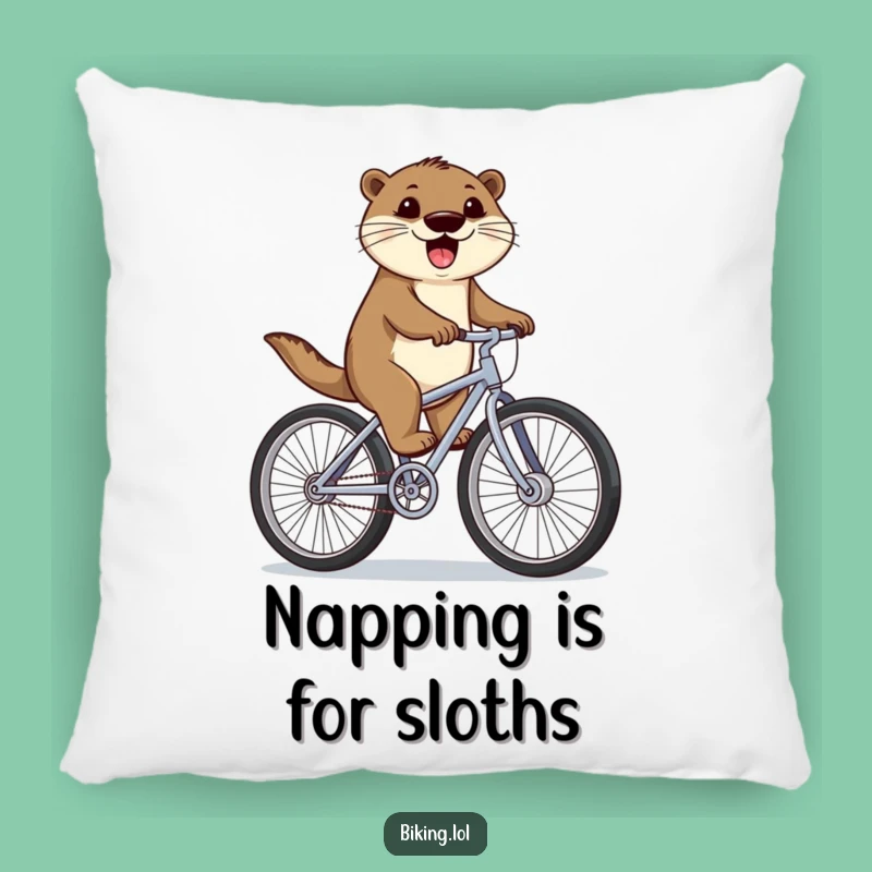 Funny Otter Bicycle Pillow: Soft Cyclist Otter Cushion, Comfy Funny Gift for Cozy Spaces