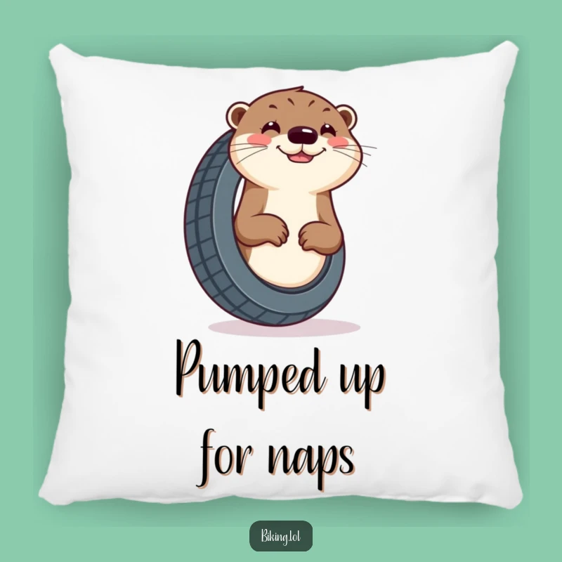 Funny Otter Tire Pillow - Cozy Comfort Enthusiastic Gift